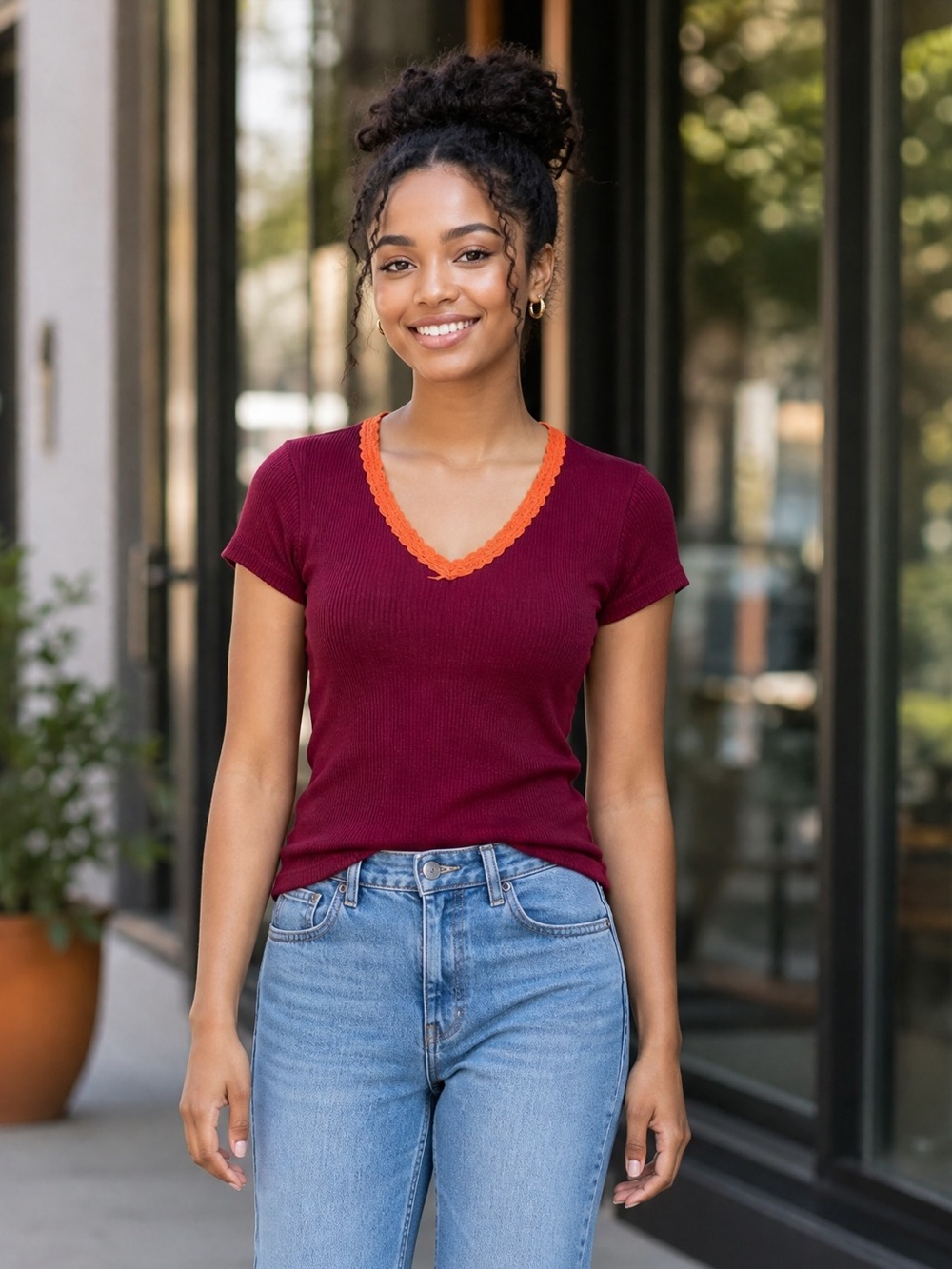 Embroidered ribbed TShirt by Paper tee